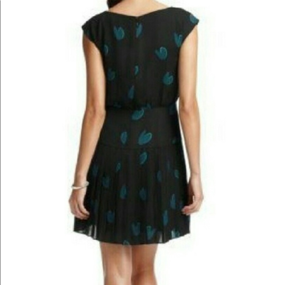 LOFT BLACK GREEN HEART PRINT SLEEVELESS DRESS Sz0P - Picture 2 of 14